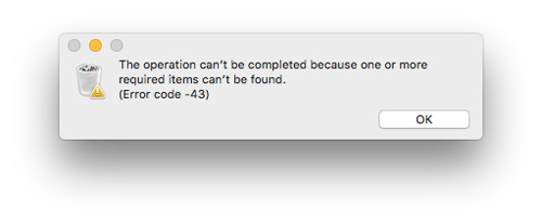 Código de error -43 en Mac
