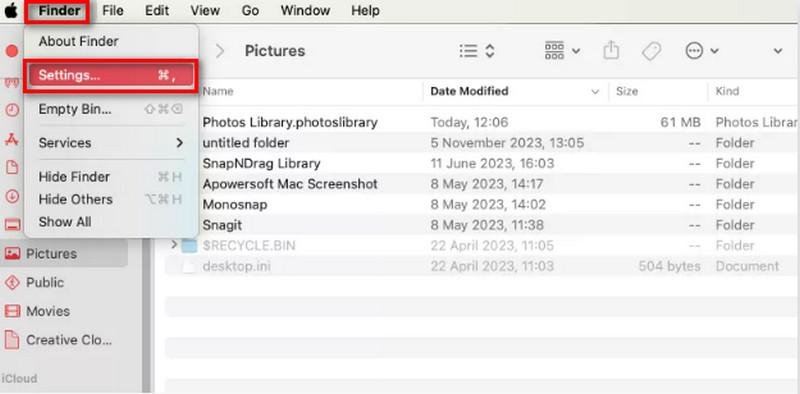 Editar la configuración del Finder MAC