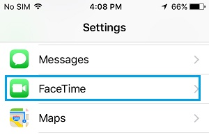 Opción Facetime en iPhone