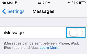 Desactivar mensajes en iPhone
