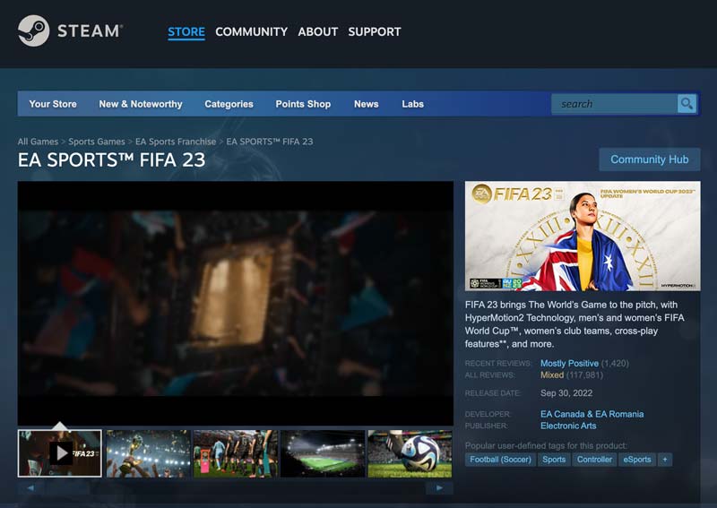 Accede a FIFA 23 en Steam