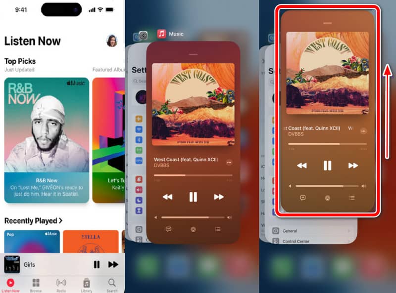 Apple Music no funciona App Switcher Forzar salida
