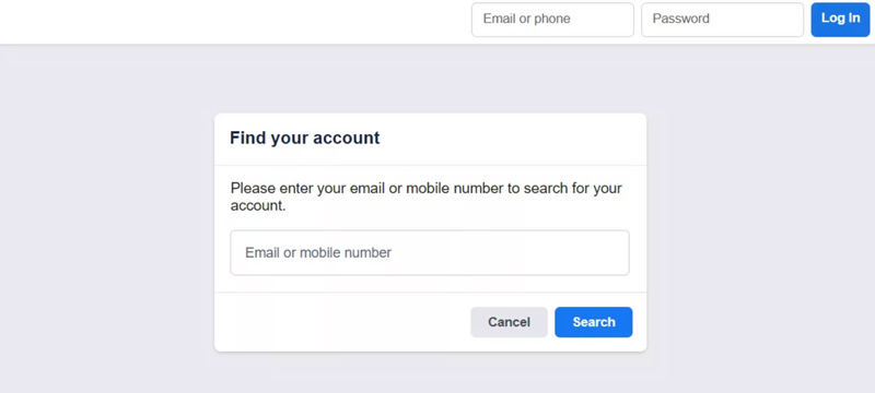 Restablecer contraseña de Facebook Encuentra tu cuenta