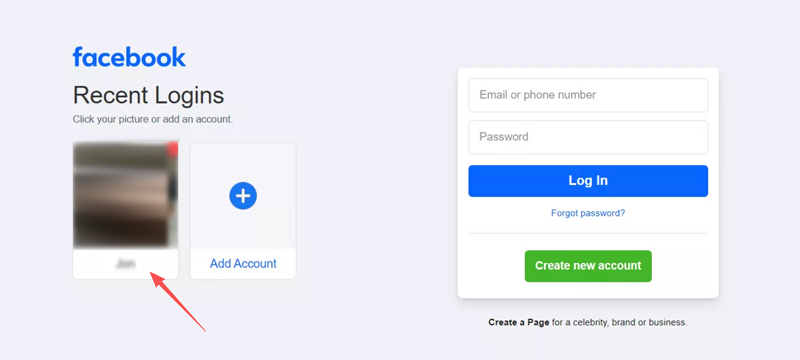 Inicios de sesión recientes en Facebook Web