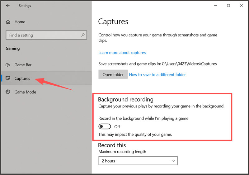 Desactivar la grabación en segundo plano de la barra de juegos en Windows 11/10