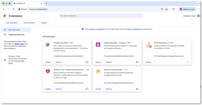 Desactivar la extensión de Chrome