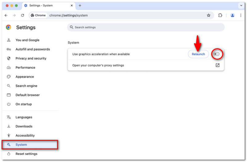 Desactivar la aceleración de hardware