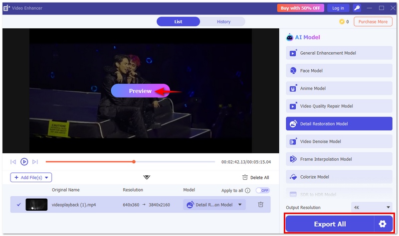 Exportar todos los vídeos borrosos