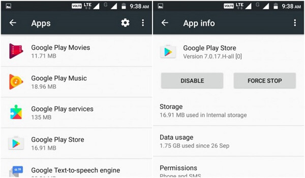 Forzar reinicio Play Store