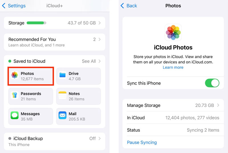 Sincroniza las fotos de iCloud con este iPhone.