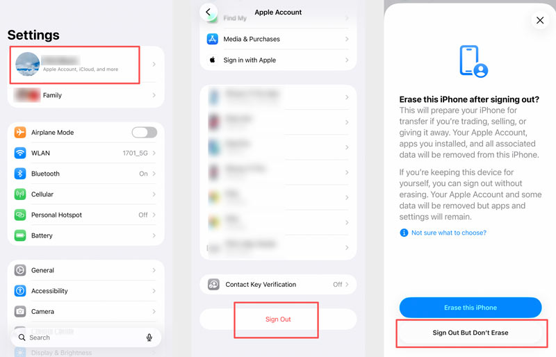 Cerrar sesión en la cuenta de Apple en el iPhone. No borrar.