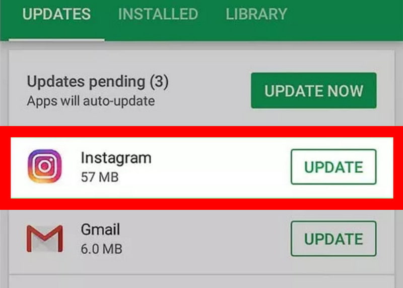 Actualizar la aplicación Instagram El sonido no funciona