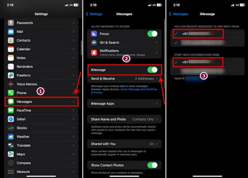 Habilite la configuración de iMessages en iPhone