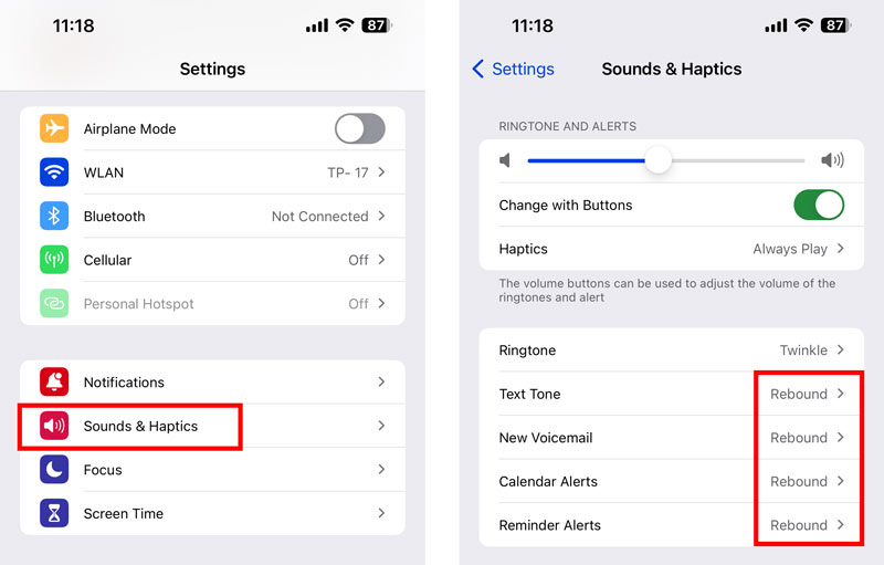 iOS 17 Nuevo rebote de sonido de notificación
