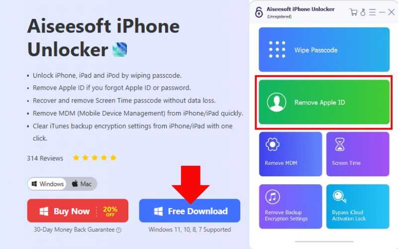Seleccione Eliminar ID de Apple