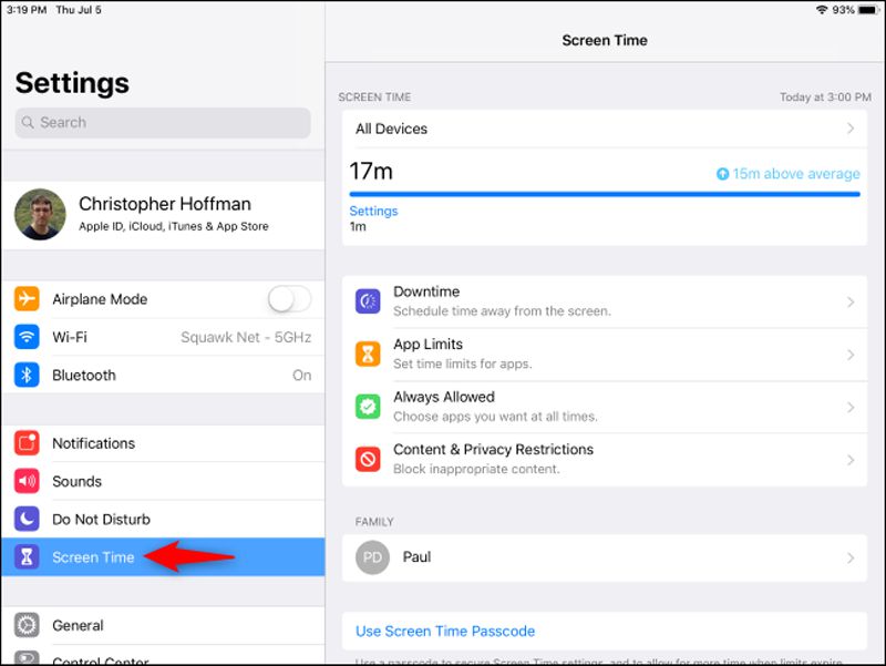 Deshabilitar la restricción de tiempo de pantalla del iPad