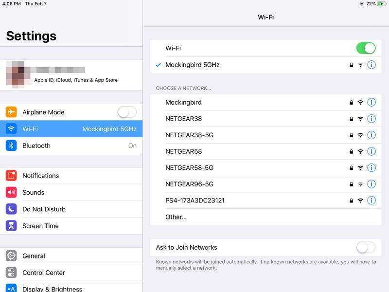 Configuración Wi-Fi iPad