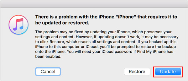 Actualice el iPhone a través de iTunes para solucionar el problema