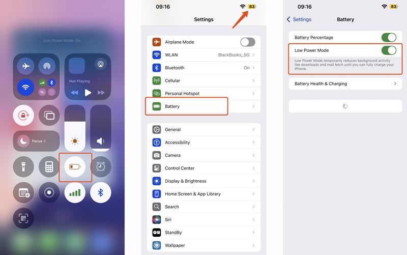 Low Power Mode Enabled on iPhone