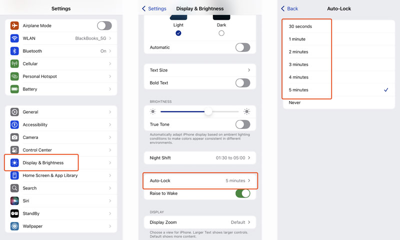 Configuración de bloqueo automático del iPhone