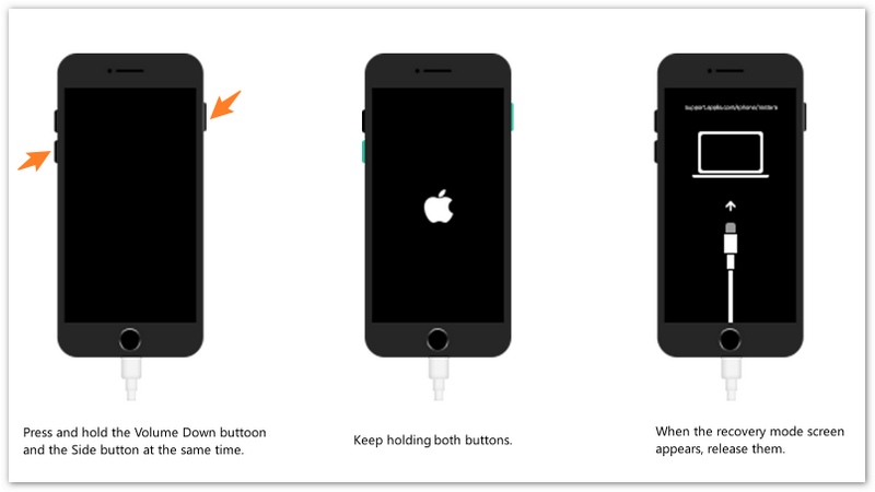 Acceda al modo de recuperación para iPhone 7 o 7 Plus.