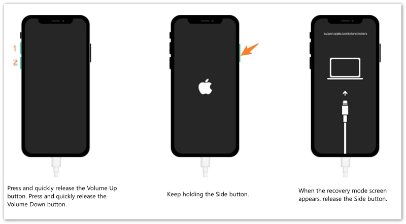 Acceda al modo de recuperación para iPhone 8 o posterior.