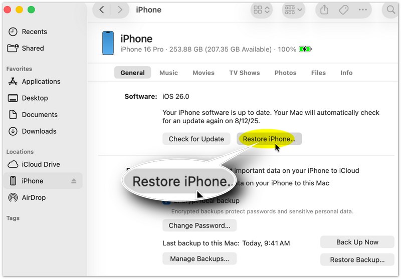 Restaura el iPhone a la configuración de fábrica