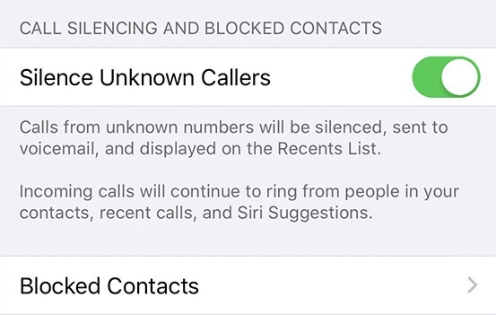 Silenciadores de llamadas desconocidas