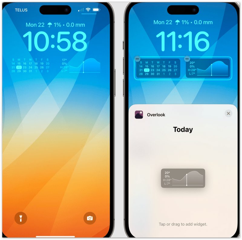 Acceso hoy Ver widgets Pantalla de bloqueo del iPhone