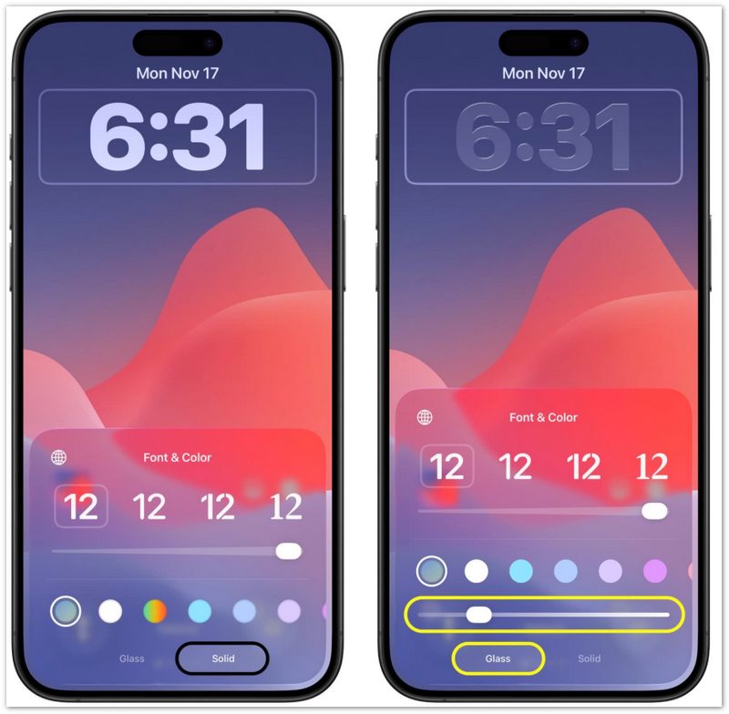 Cambiar el estilo del reloj de la pantalla de bloqueo del iPhone