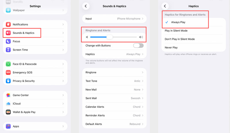 Sonidos hápticos, tonos de llamada y alertas del iPhone