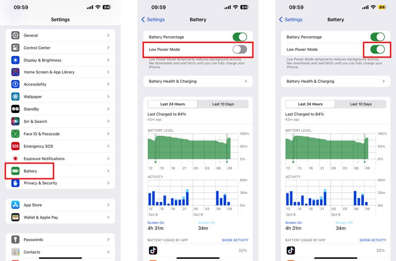 Activar el modo de bajo consumo en iPhone iOS 17