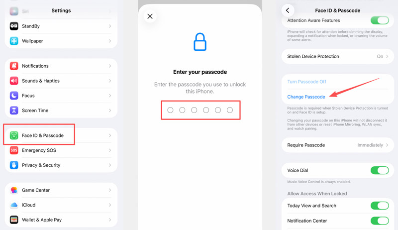 Cambiar el código de acceso del iPhone cuando lo recuerde