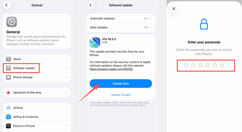 Actualización de software para iPhone iOS 26