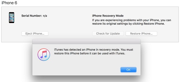 Modo de recuperación de iPhone restauración de iTunes