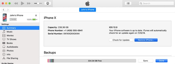 Restaurar iPhone con iTunes