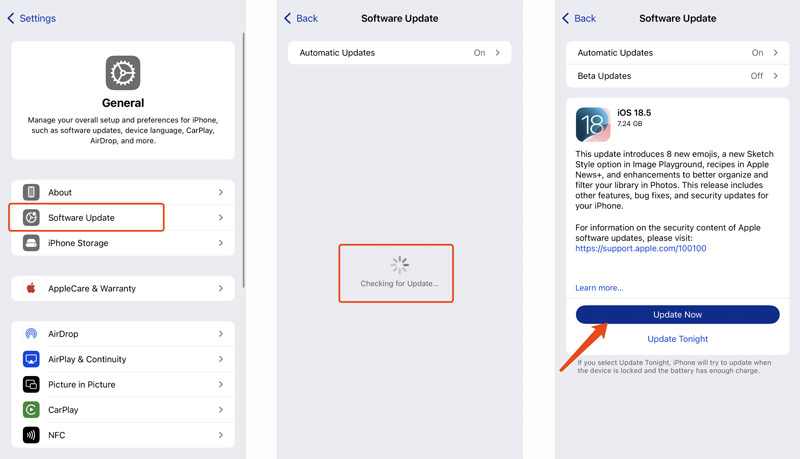 Actualización de software del iPhone iOS 18