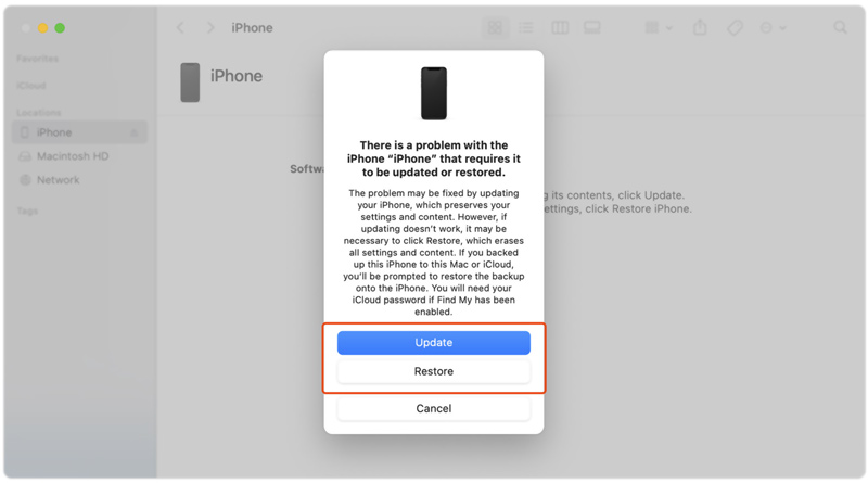 Modo de recuperación Actualizar Restaurar iPhone