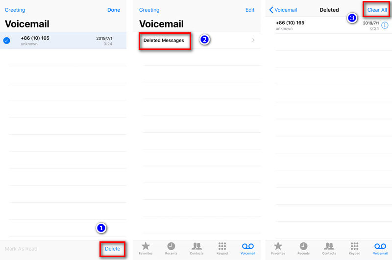 Borrar el correo de voz del iPhone eliminado