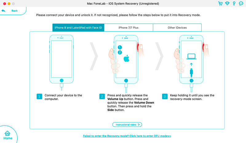 Conectar iPhone puesto en modo de recuperación