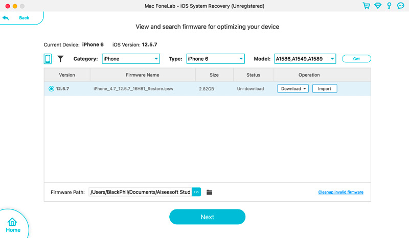 Descargue el paquete de firmware para reparar el iPhone