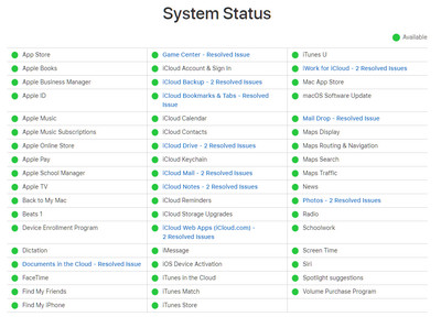 Comprobación del estado del sistema de Apple