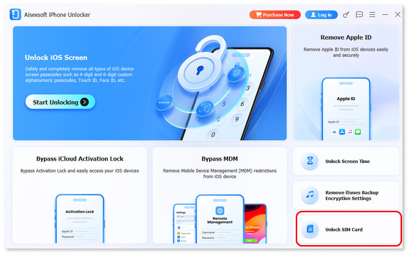 Seleccione Desbloquear tarjeta SIM