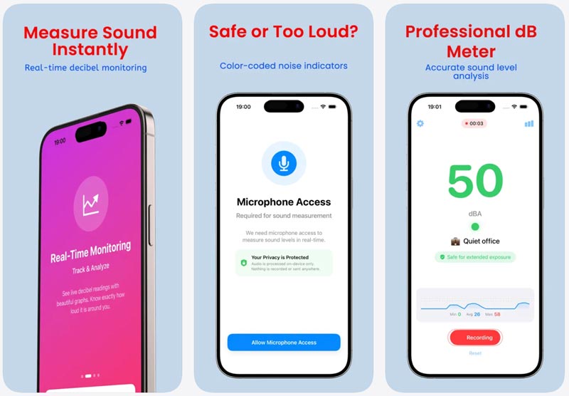 Aplicación analizadora de sonido con medidor de dB para iPhone