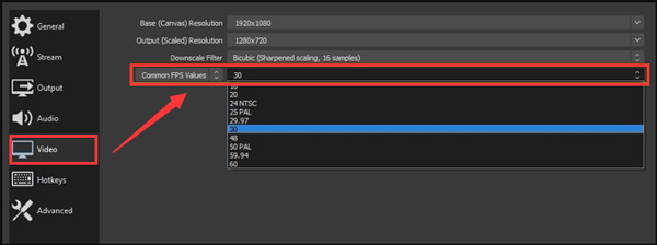 Cambiar velocidad de fotogramas