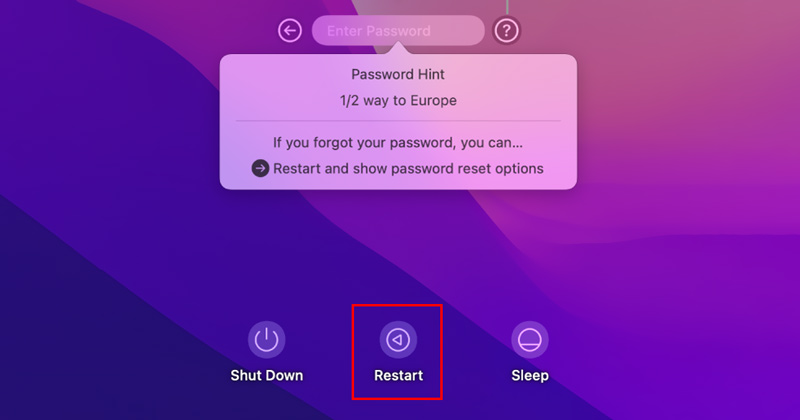 Reiniciar cuando la contraseña de Mac no funciona