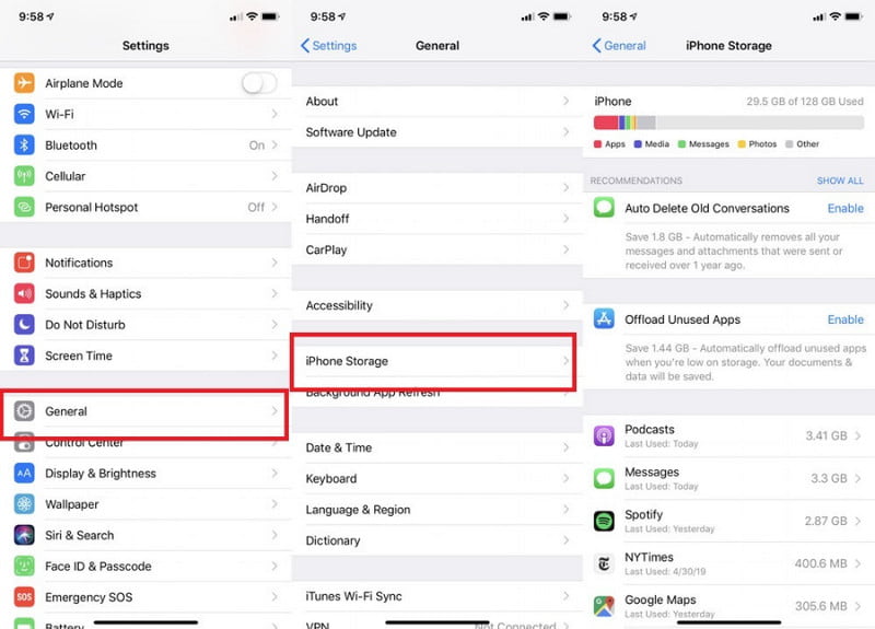 Configuración General Almacenamiento del iPhone Liberar espacio