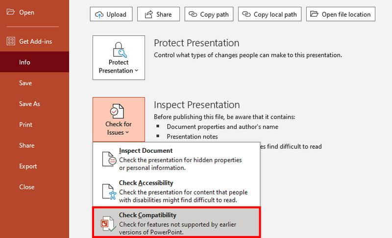 Verifique la compatibilidad de medios en PowerPoint