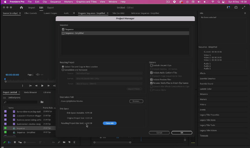 Consolidación de Premiere Pro