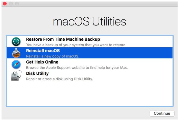 Reiniciar la ventana de utilidades de Macos